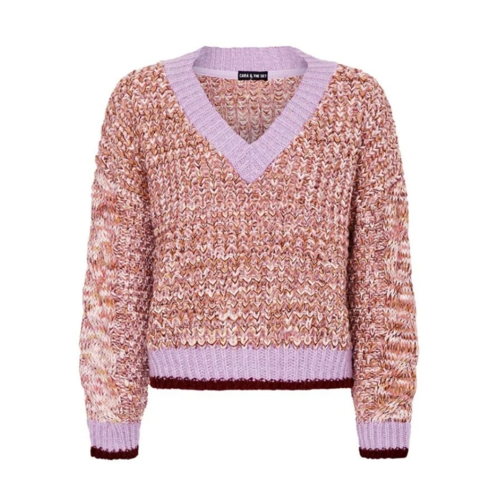 Cara & The Sky Amy V-Neck Multicolor Jumper Sweater Size Large
